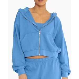 SET ACTIVE Lightweight Sweats Full Zip Up Classic Hoodie Jacket Blue Small